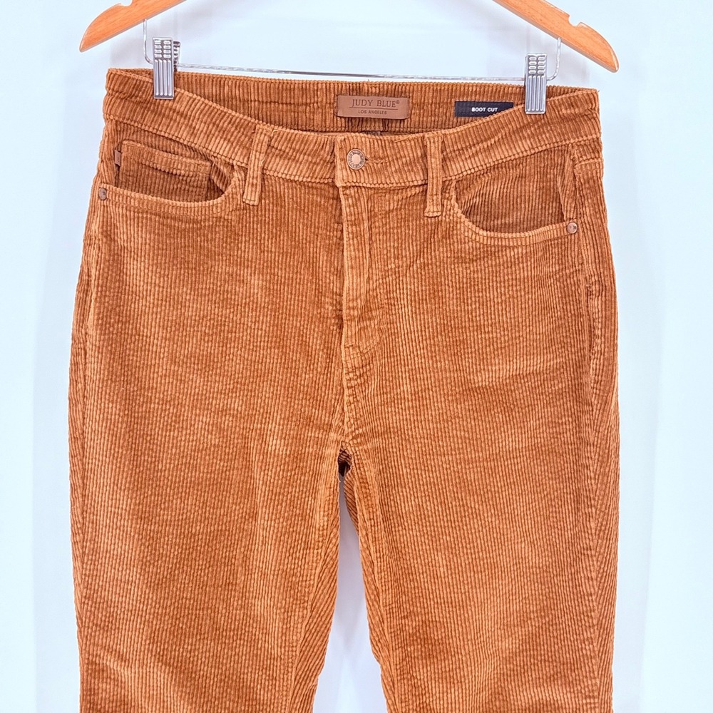 Judy Blue Mid Rise Camel Tan Corduroy Bootcut Pants Size 11/30 Stretch Boho - Picture 3 of 10